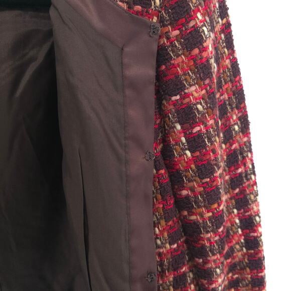 Bentley A. Tweed Dark Acadamia Plaid Hook & Latch Wool Blazer Contrast Trim M - Picture 8 of 15